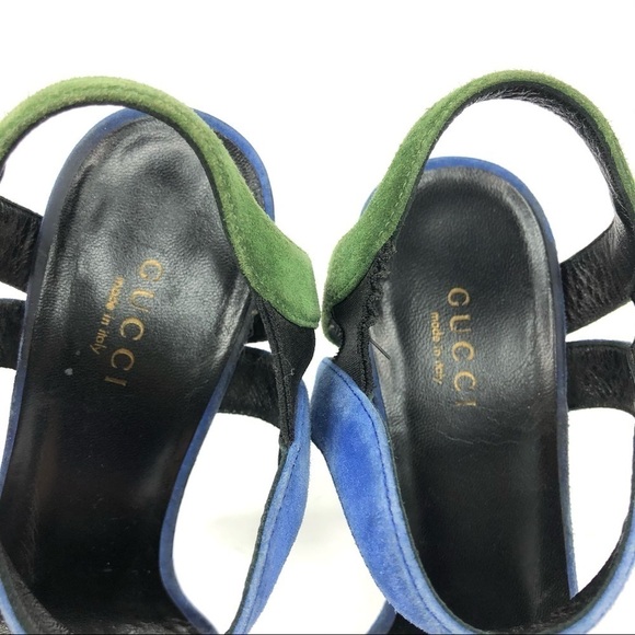 Gucci green blue suede prism heels authentic 36.5 - Picture 10 of 16